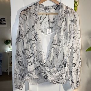 MILLY NEW BLOUSE paula stretched iris print top blouse